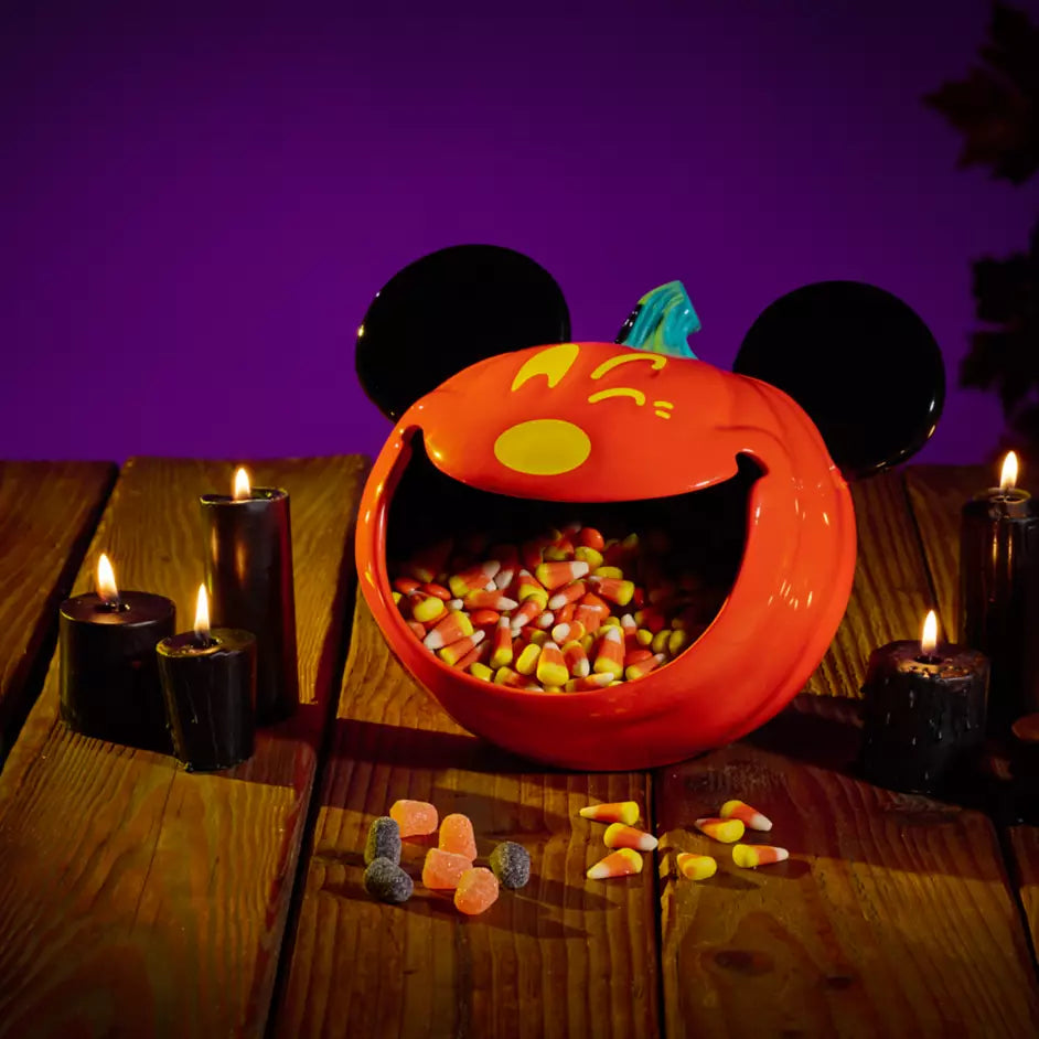 Disney Parks Halloween Winking Mickey Pumpkin Candy Bowl
