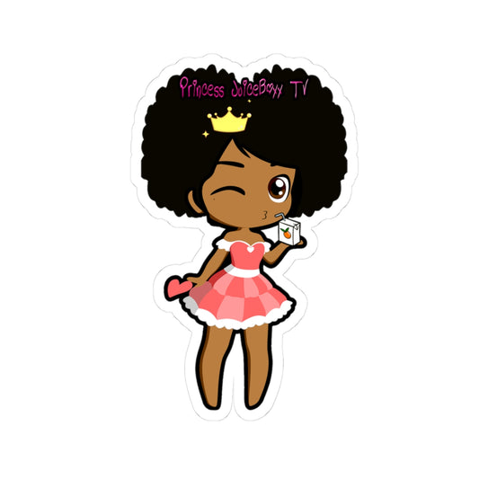 Adorable Princess JuiceBoxxTV Kiss-Cut Sticker | Cute Kawaii Art for Laptops, Water Bottles, Journals, Gifts, Party Decor