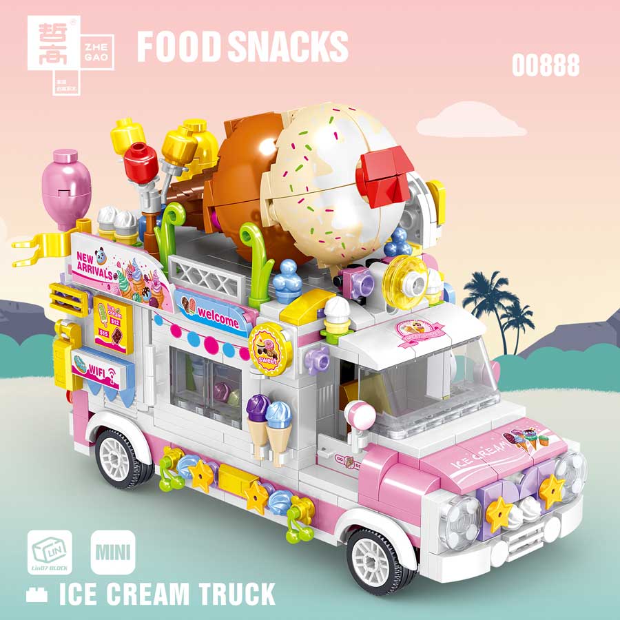 Ice Cream Truck Building Block toys Minifigures Food Trucks Fun for All over 500 Pieces