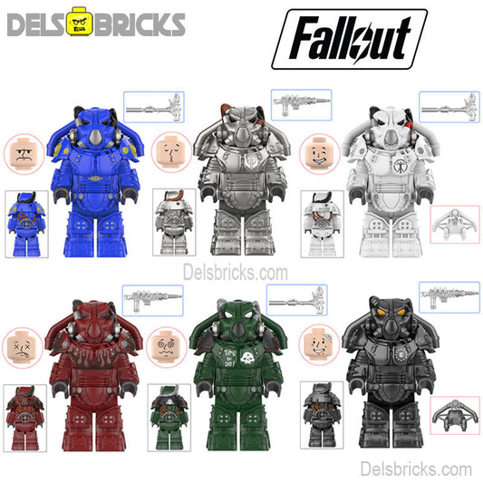 Fallout X-01 Power Armor Lego Minifigures Custom video Game Toys Set of 6