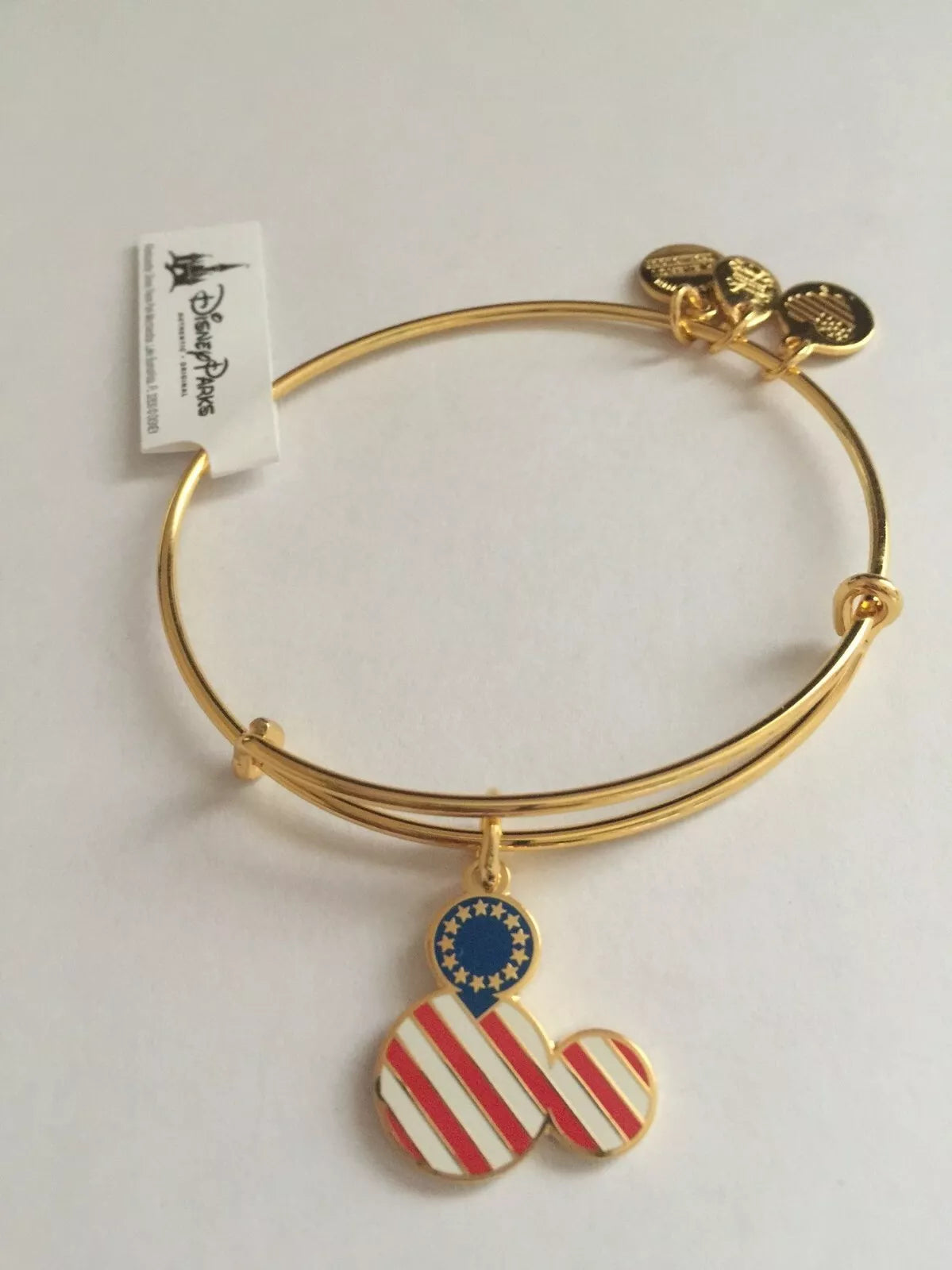Disney Mickey Mouse Americana Stars And Strips Flag Gold Alex And Ani Bracelet