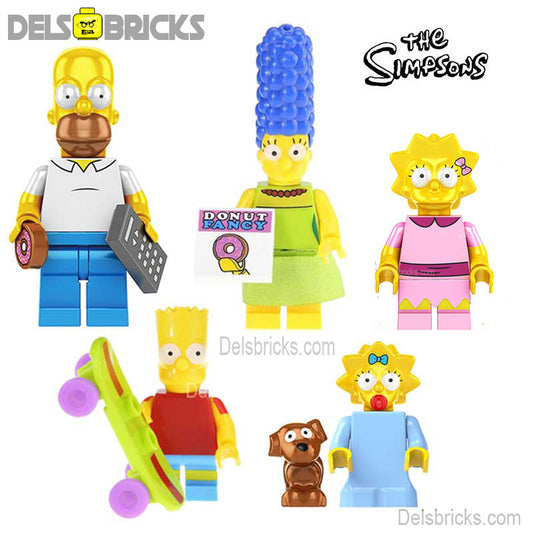 The Simpsons family of 5 Lego Minifigures Custom Toys 1