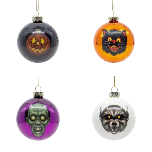 Ghoulish Glass Ornaments 4 Pack