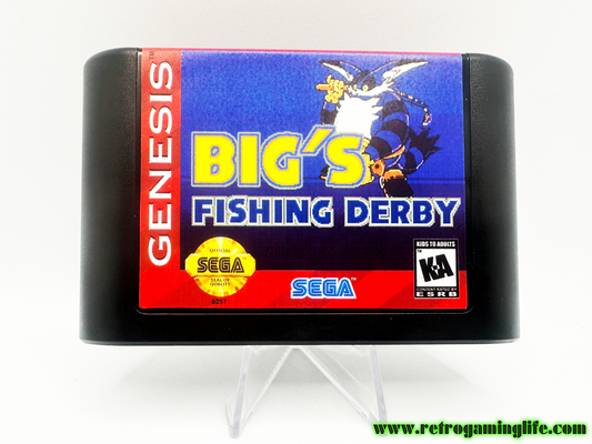 Big's Fishing Derby Sega Genesis Repro Game Cart