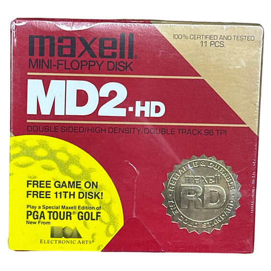 Maxell MD2-HD Mini-Floppy Disk, 5 1/4", 10 pc. pack, NEW, SEALED, New Old Stock
