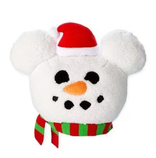 Disney Christmas Santa Mickey Snowman Face Throw Pillow Plush