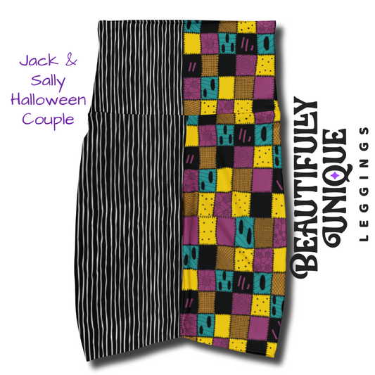 Jack & Sally Halloween Couple (Unique Exclusive) Pocket Biker Shorts - High-quality Handcrafted Vibrant Bike Shorts