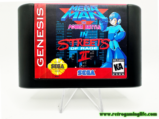 MEGA MAN: THE POWER BATTLE in STREETS OF RAGE II Sega Genesis Repro Cart