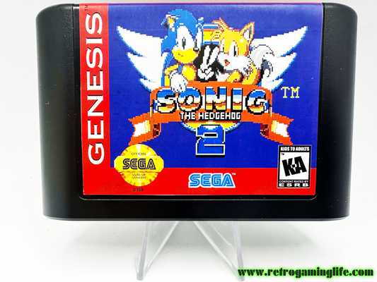 Sonic 1 with Sonic 2 SMS Music Sega Genesis Video Game Cart