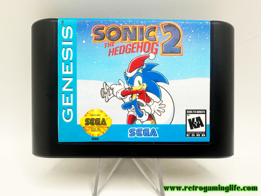 Sonic 2 Christmas Edition Sega Genesis Repro Game Cart
