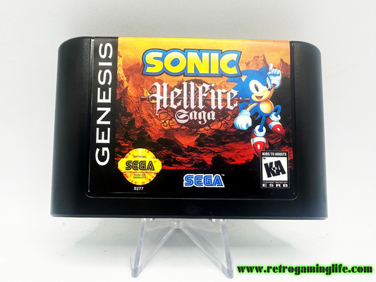 Sonic Hellfire Saga Sega Genesis Reproduction Video Game Cart