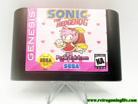 Sonic the Hedgehog Pink Edition Play as Amy! Sega Genesis Repro Game Cart