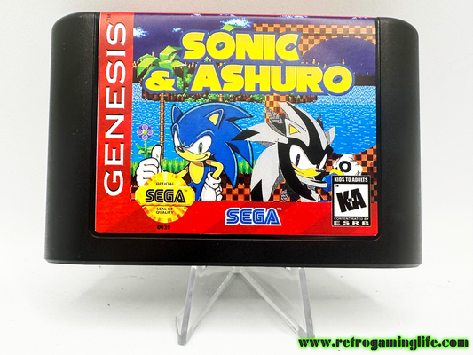 Sonic and Ashuro Cart Sega Genesis Reproduction Video Game Cart