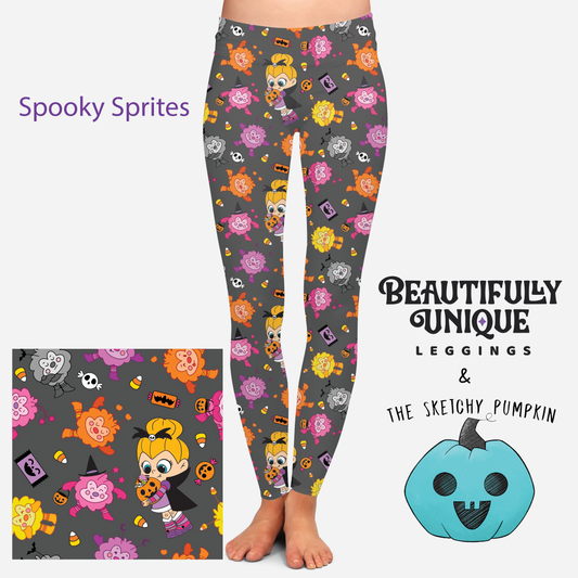 Spooky Sprites (Exclusive print by The Sketchy Pumpkin) - High-quality Handcrafted Vibrant Leggings