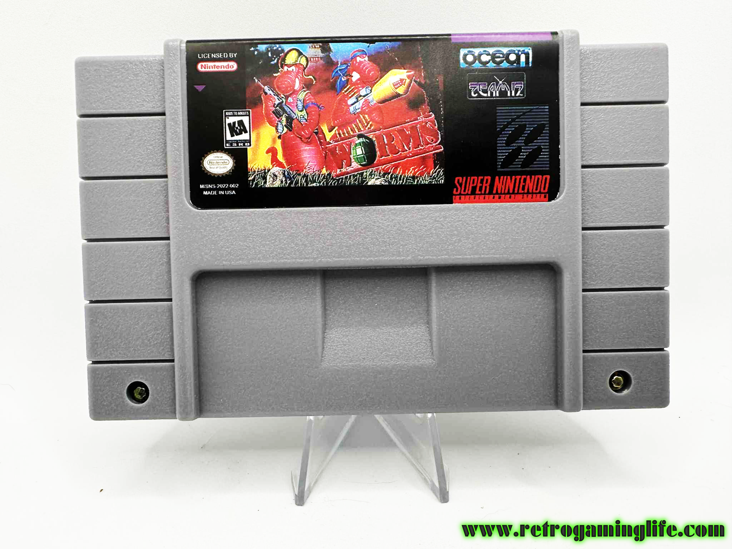 Worms SNES Game Cart Repro