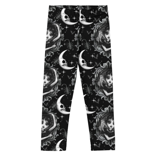 Kid's Wednesday Moon Black and White Leggings