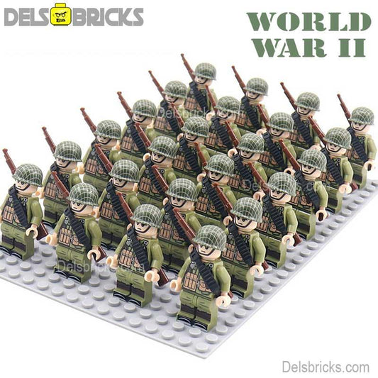 World War 2 American Soldiers set of 24 Lego Minifigures Custom Toys D263