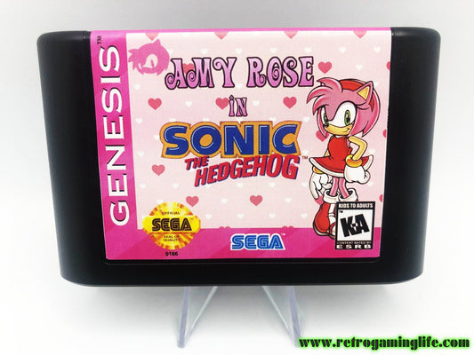 Amy Rose in Sonic the Hedgehog Sega Genesis Game Cart Repro