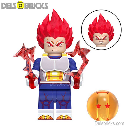 Vegeta Red Hair NEW Dragon Ball Z Lego Minifigures Custom Anime Toys